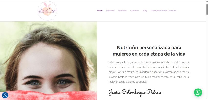 Vista completa del proyecto Nutricionista — Janisse Colombergue Pedroso